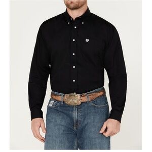 CINCH - MEN'S SOLID BLACK LONG SLEEVE BUTTON-DOWN WESTERN SHIRT